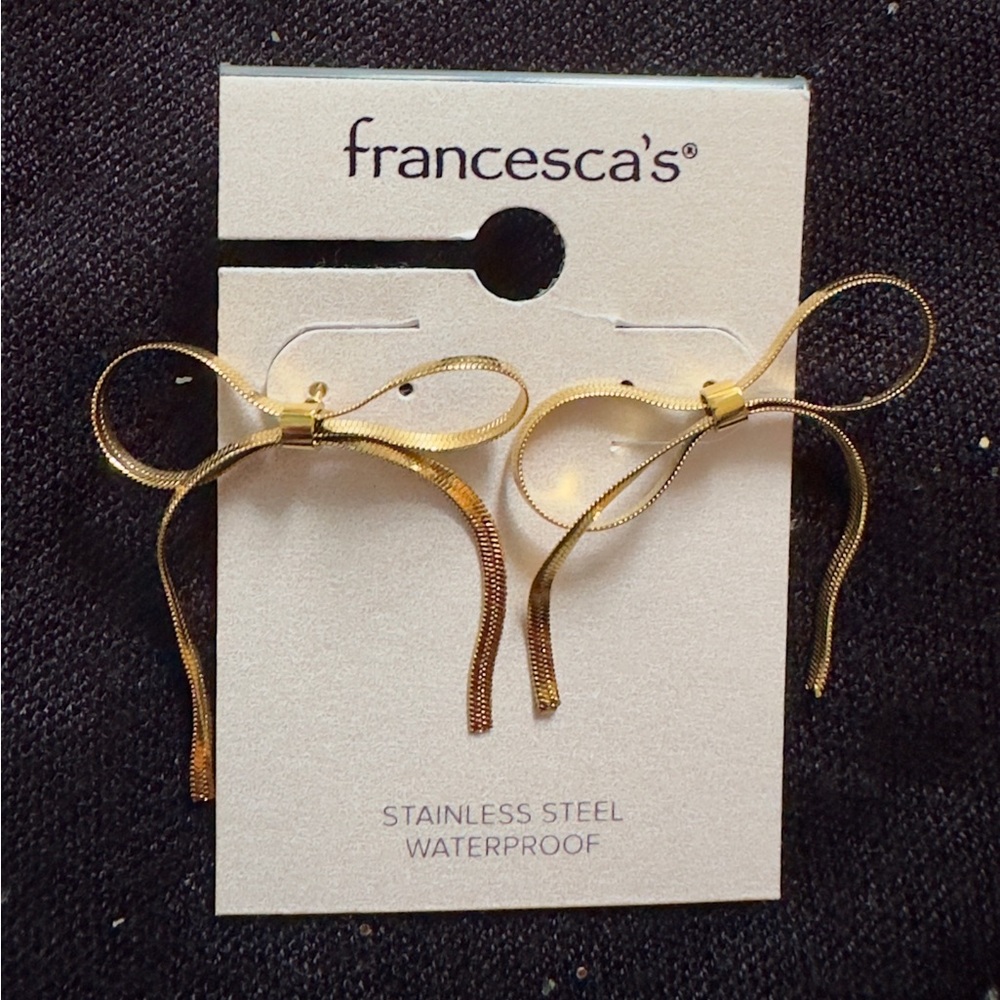 Francesca's Gold Ribbon Earrings